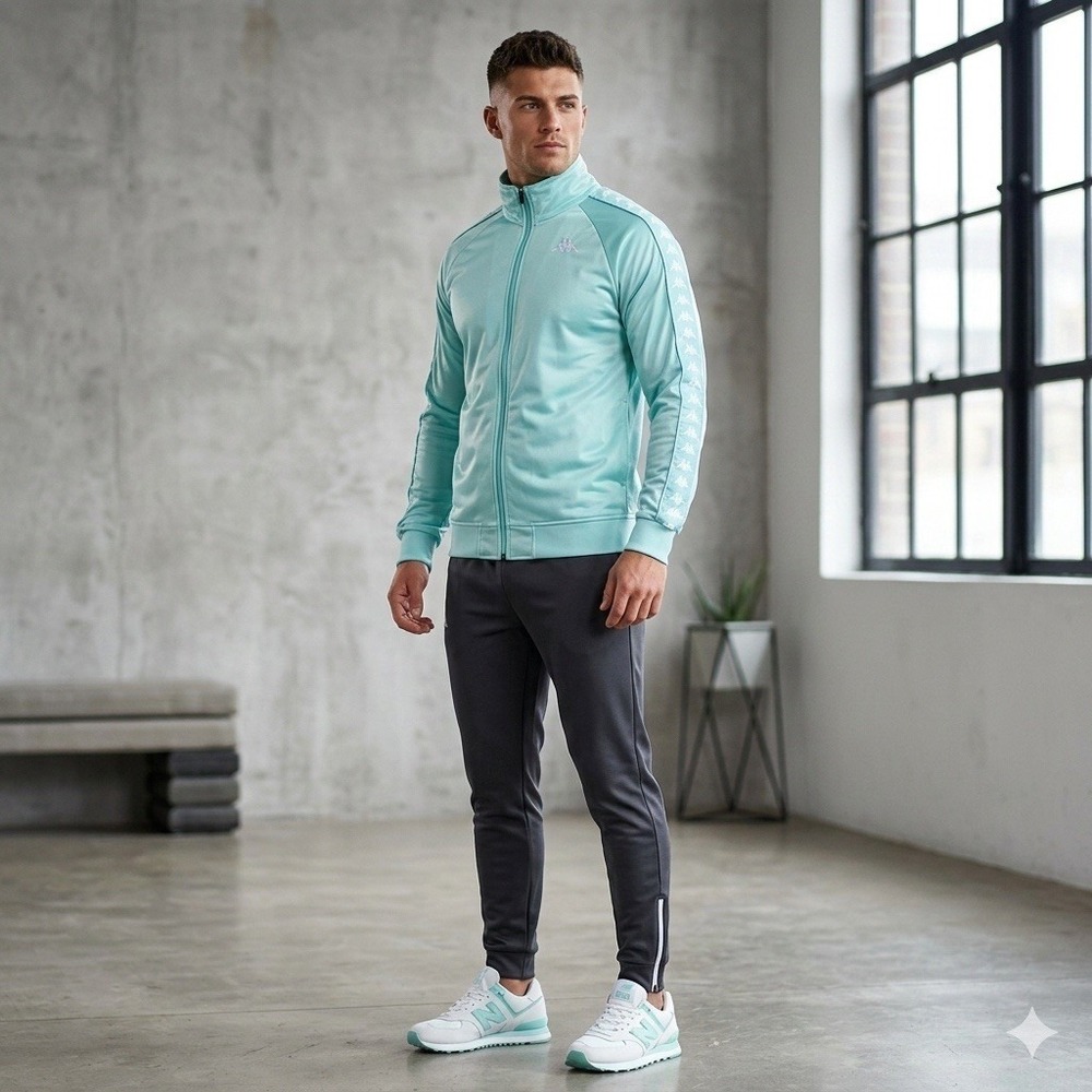 KAPPA Men's 222 Banda Anniston Slim Fit Track‎ Top Tracksuit Jacket Aqua L